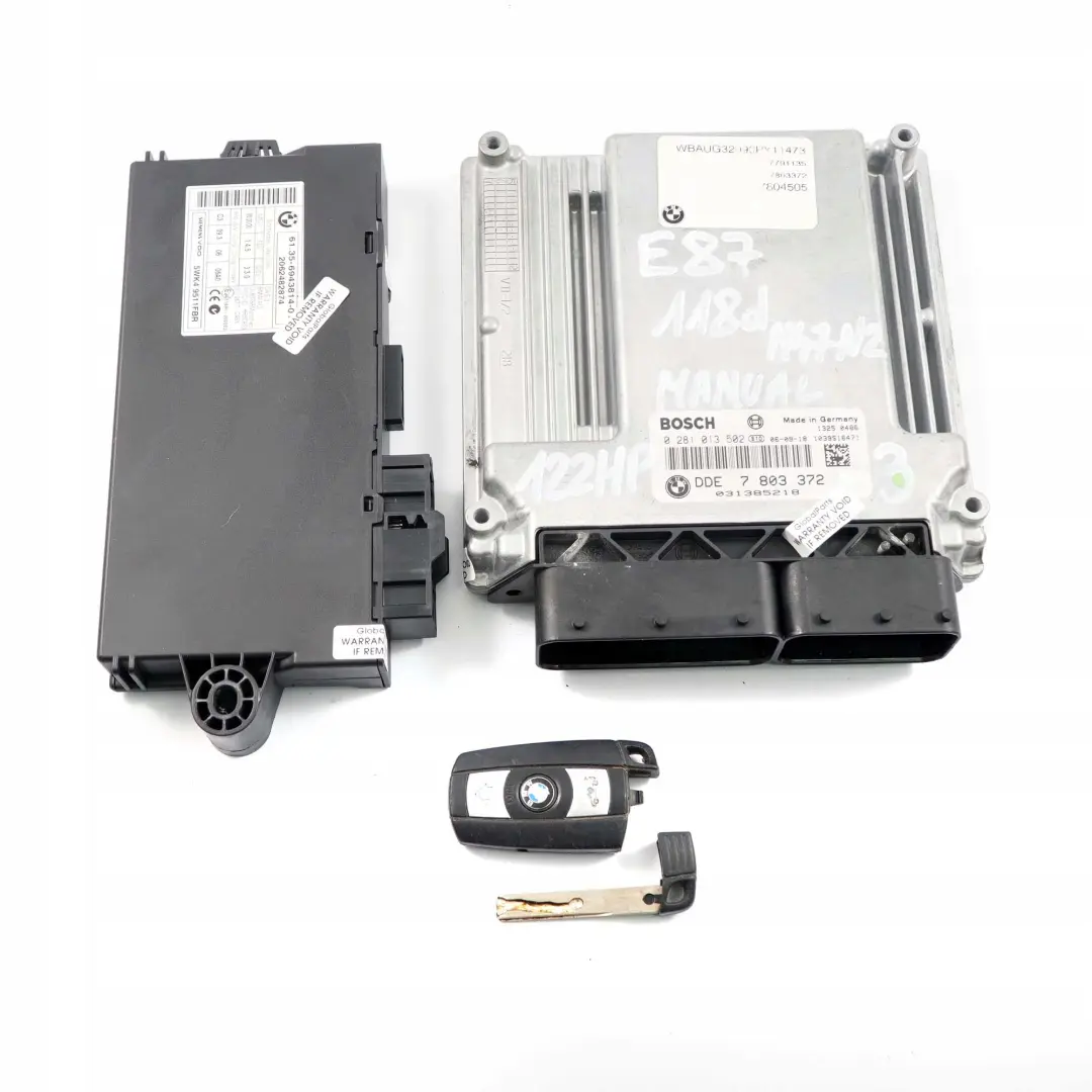 BMW E87 E90 E91 118d 318d M47N2 122HP Engine ECU KIT DDE CAS3 + Key - SKU 7803372-3 - Part number 7803372