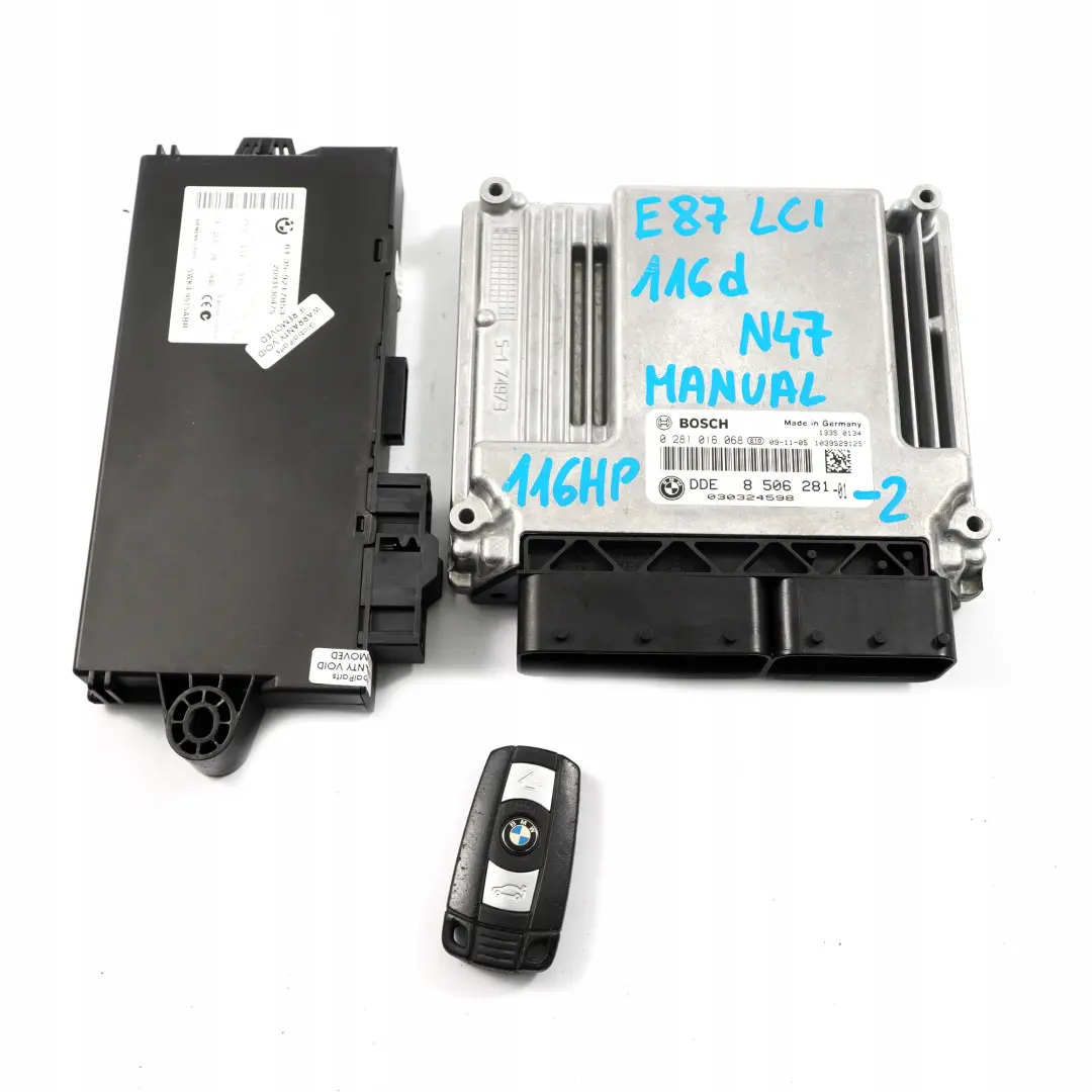 N47 Motor ECU KIT DDE CAS3 Clave Manual para BMW E87 LCI E90 116d 316d con número de pieza 8506281 BMW E87 LCI E90 116d 316d N47 Motor ECU KIT DDE CAS3 Clave Manual - SKU 8506281-2 - Número de pieza 8506281