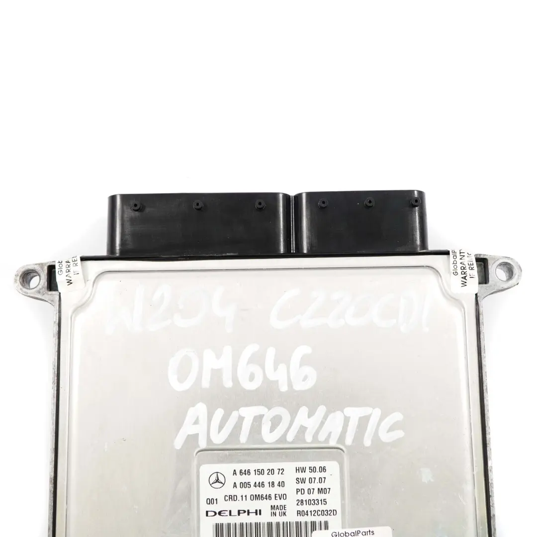 C220CDI Modulo Unidad de Control del Motor Diesel ECU para Mercedes W204 con número de pieza A6461502072 Mercedes W204 C220CDI Modulo Unidad de Control del Motor Diesel ECU - SKU A6461502072 - Número de pieza A6461502072