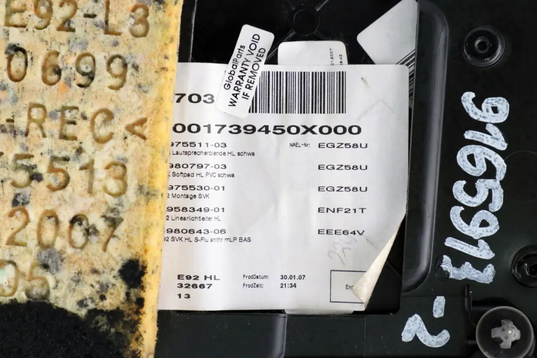 BMW E92 Boczek drzwi lewy tył antrazit - SKU 9165913 - Numer Części 9165913