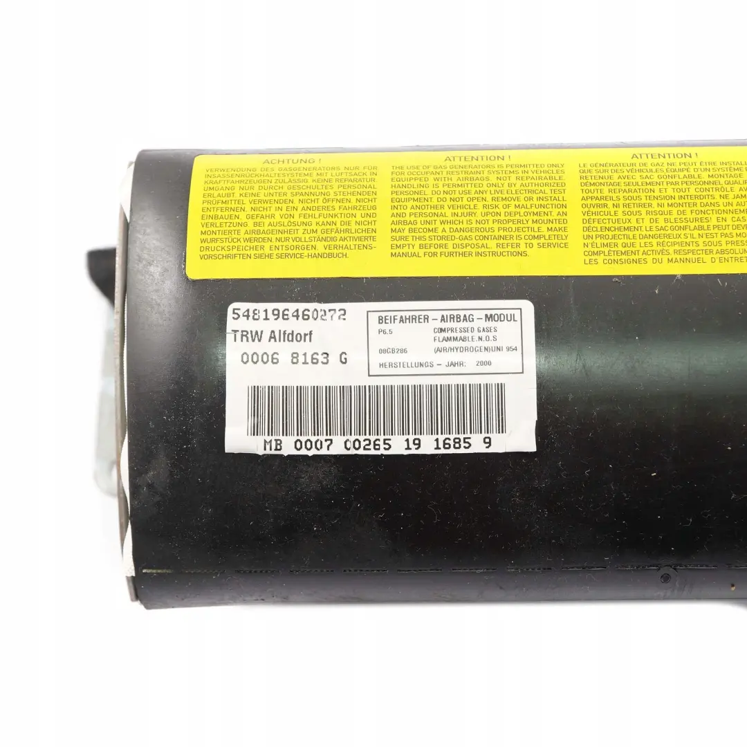 Mercedes-Benz CLK-Class W208 Passenger Side Front Dashboard Airbag to with Part number A2088600305 Mercedes-Benz CLK-Class W208 Passenger Side Front Dashboard Airbag - SKU A2088600305 - Part number A2088600305