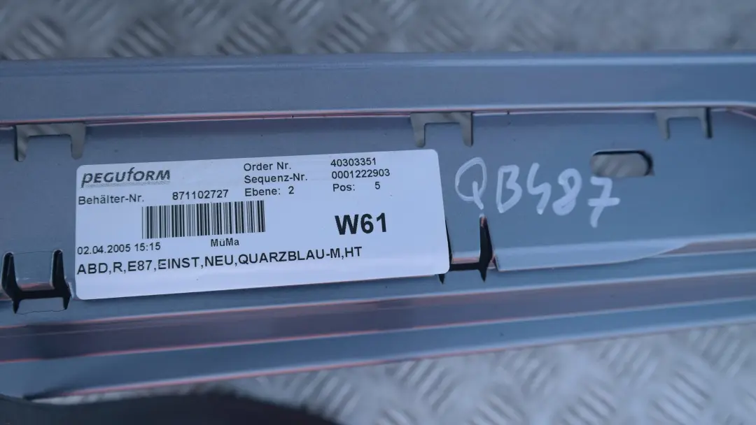 BMW E87 Listello Portiera Apertura Gonna Dx Quarzo-Blu Metallizzato - SKU 0032948-QB6 - Numero di parte 51770032948