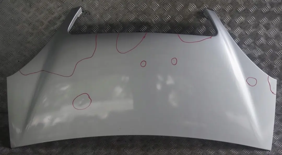 Hood Bonnet Trim Panel Polar Silver Metallic - 761 to Mercedes A-Class W168 with Part number A1688800657 Mercedes A-Class W168 Hood Bonnet Trim Panel Polar Silver Metallic - 761 - SKU A1688800657-PS - Part number A1688800657