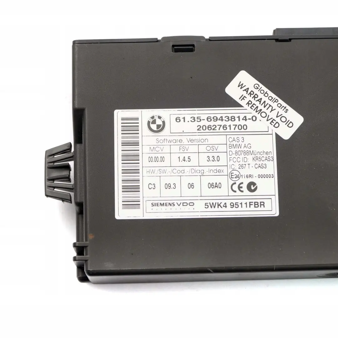 N52 325i 525i Komputer CAS BMW E60 E90 E91 - SKU 7567178-3 - Numer Części 7567178