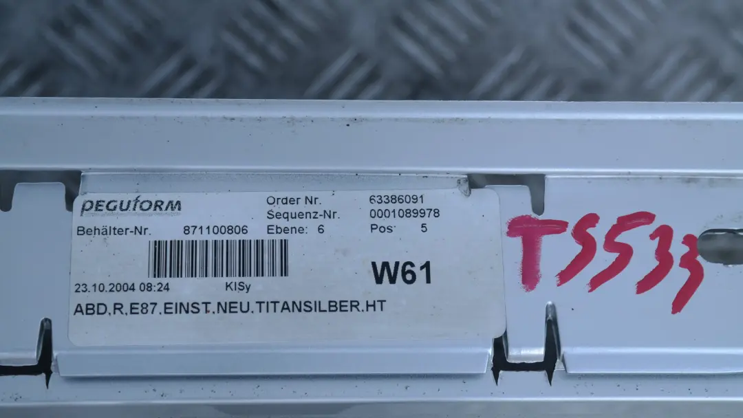 Sill Strip Side Skirt Right O/S Titansilber Silver Silber - 354 to BMW 1 SERIES E87 with Part number 51770032948 BMW 1 SERIES E87 Sill Strip Side Skirt Right O/S Titansilber Silver Silber - 354 - SKU 0032948-TS10 - Part number 51770032948