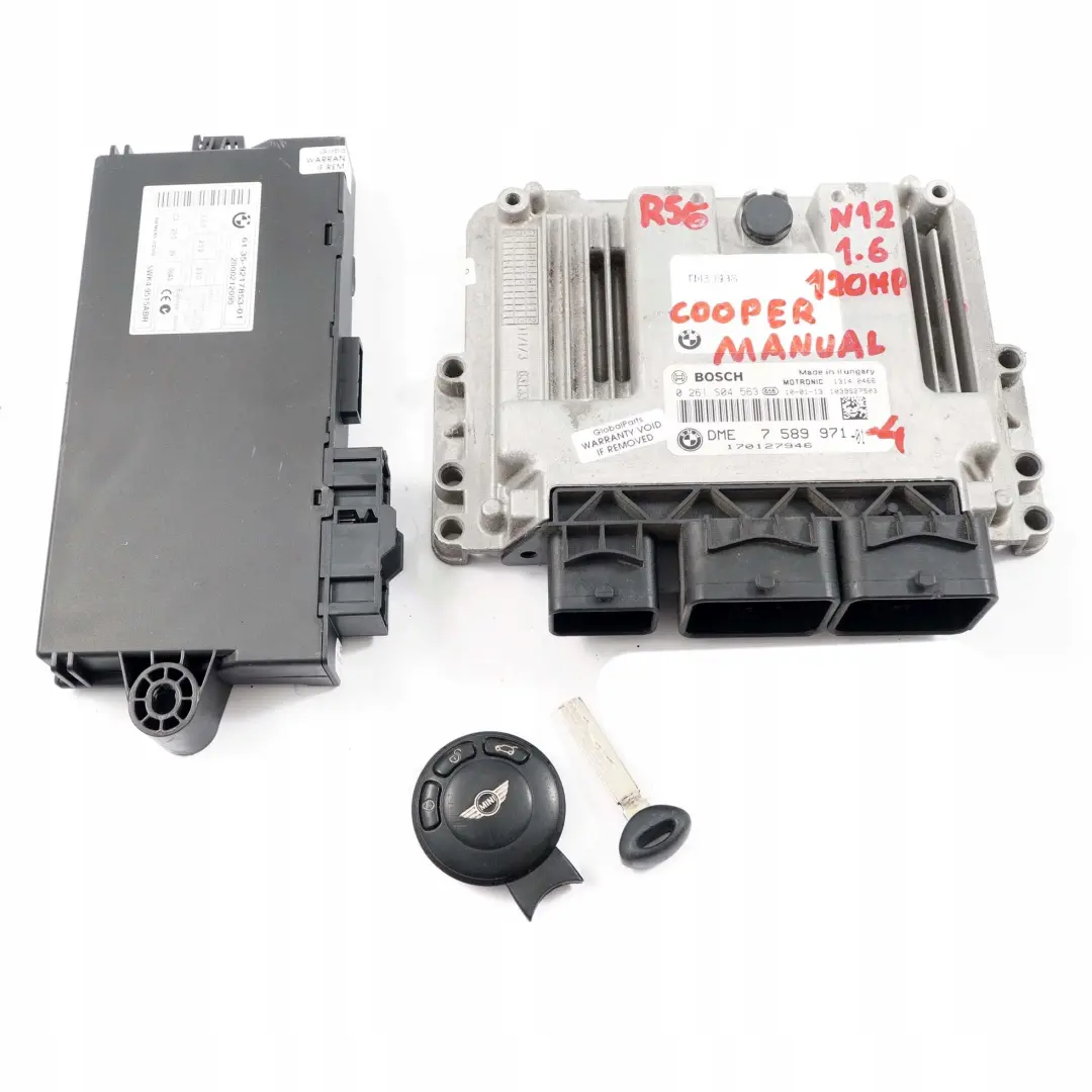  ECU Kit Mini R55 R56 R57 N12 1.6 120HP Control Unit DME + CAS3 + Key - SKU 7589971-4 - Part number 7589971