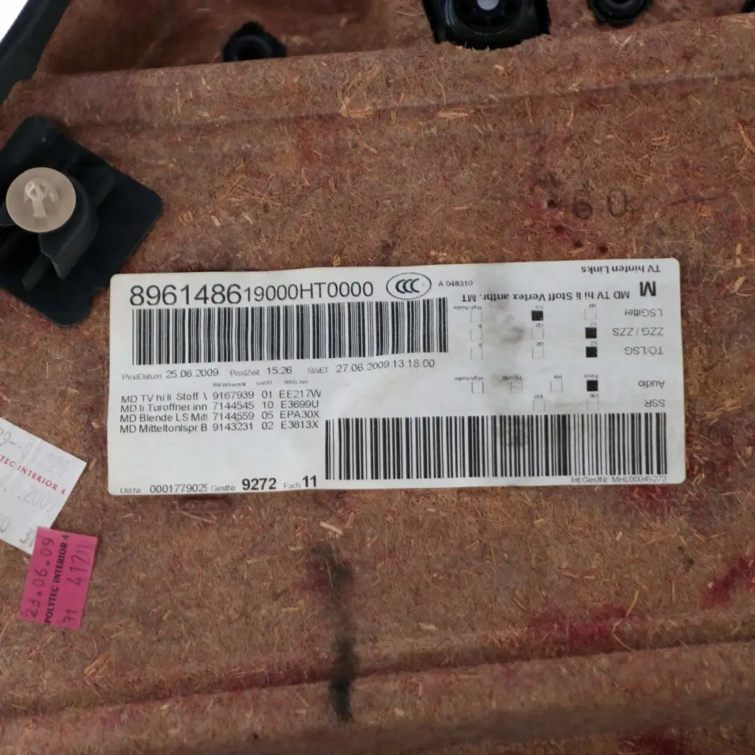 BMW 3 er E90 E91 LCI Türverkleidung Stoff Hinten Links Anthrazit - SKU 9167939 - Teilenummer 9167939