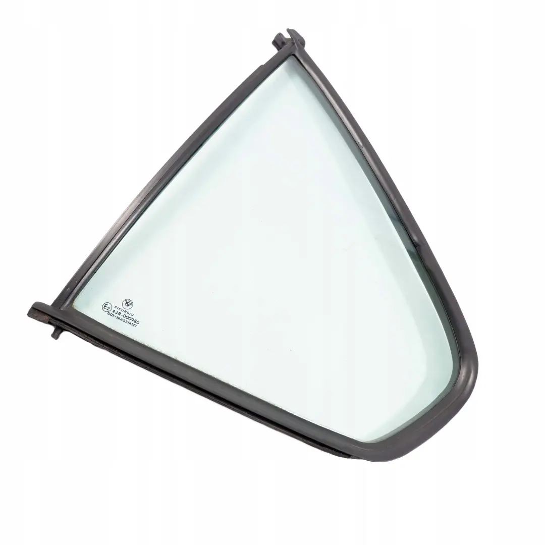 Left N/S Side Quarter Window Glass Green AS2 to BMW 3 Series E36 Saloon Rear with Part number 8122413 BMW 3 Series E36 Saloon Rear Left N/S Side Quarter Window Glass Green AS2 - SKU 8122413 - Part number 8122413