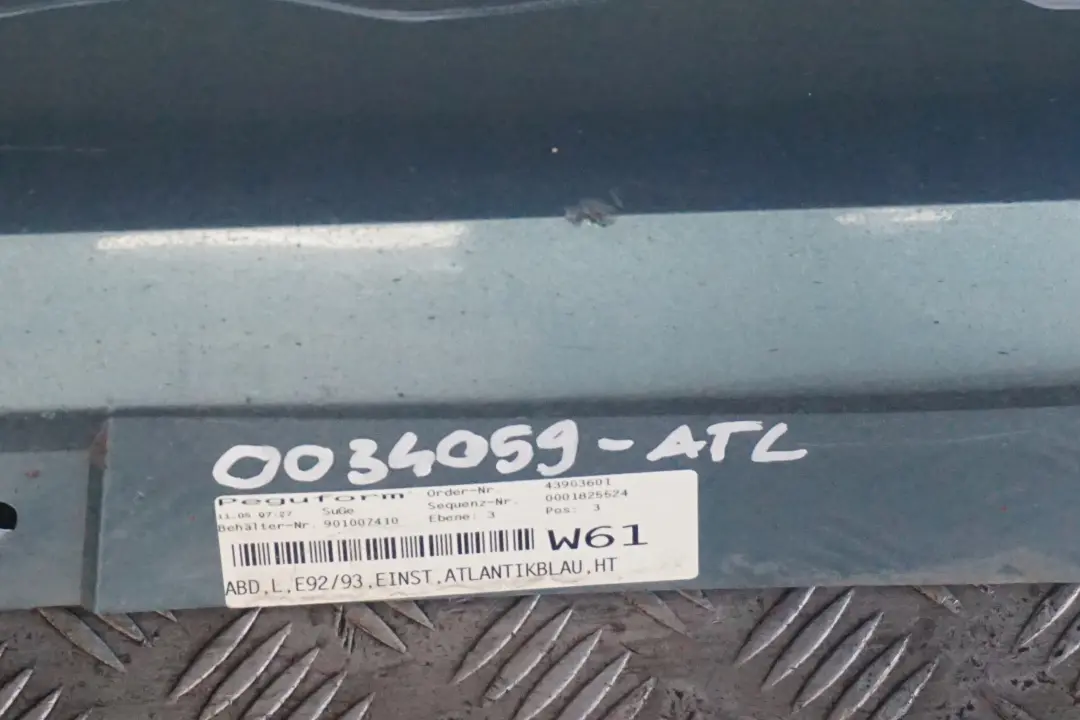 BMW E92 E93 Listello Portiera Apertura Gonna SX Blu Atlantico Blu A13 - SKU 0034059-ATL - Numero di parte 0034059