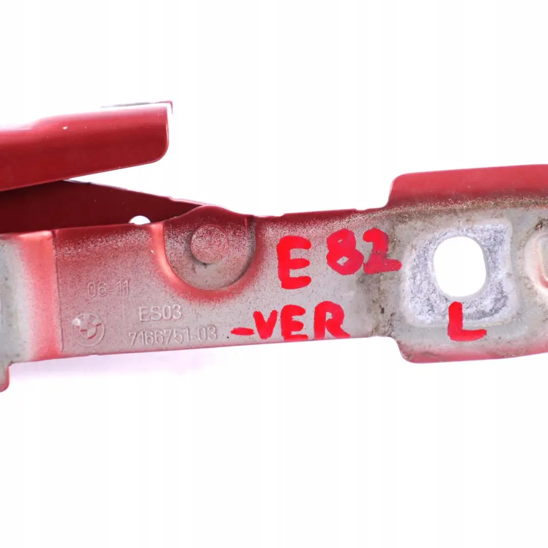 Charniere Hayon a Gauche Vermilionrot Metallique Barre pour BMW E82 E88 à propos du numéro de pièce 7166751 BMW E82 E88 Charniere Hayon a Gauche Vermilionrot Metallique Barre - SKU 7166751-VER - Numéro de pièce 7166751