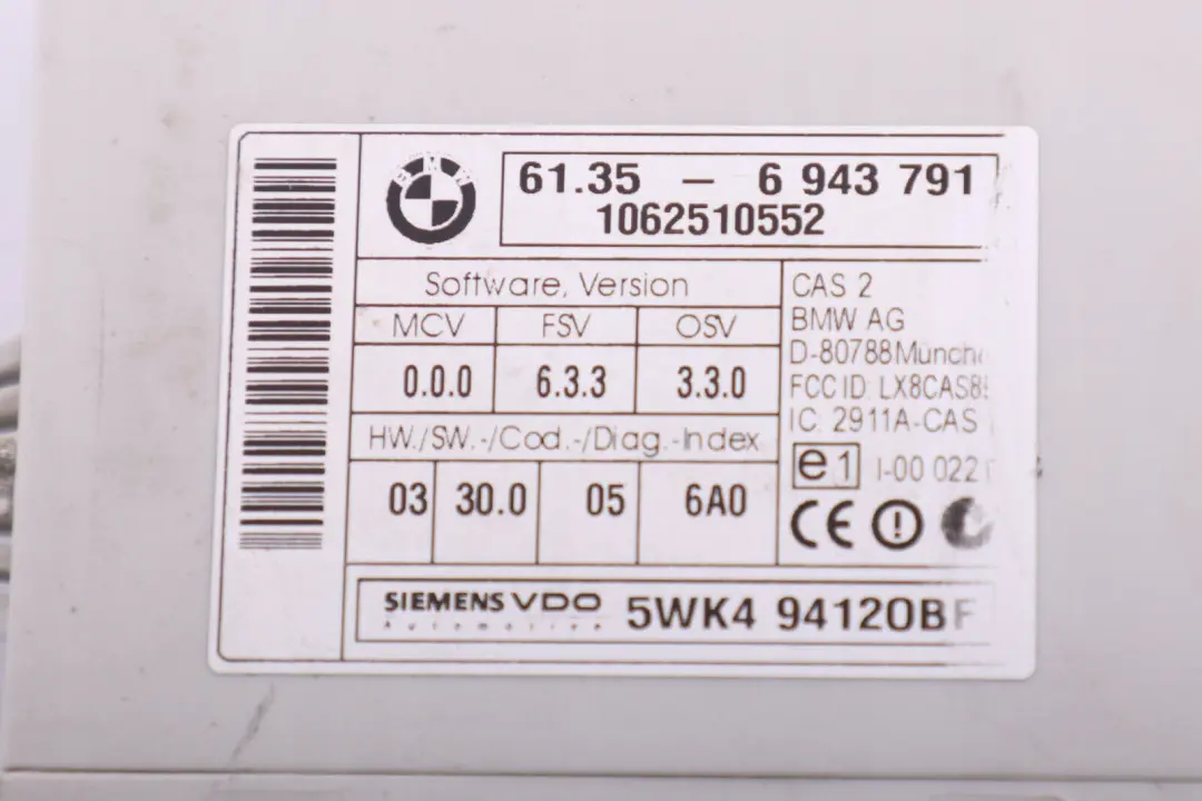 BMW 3 E90 320si 173PS Dme Essence N45 Appareil de Commande Dme CAS2 - SKU 7560955-1 - Numéro de pièce 7560955