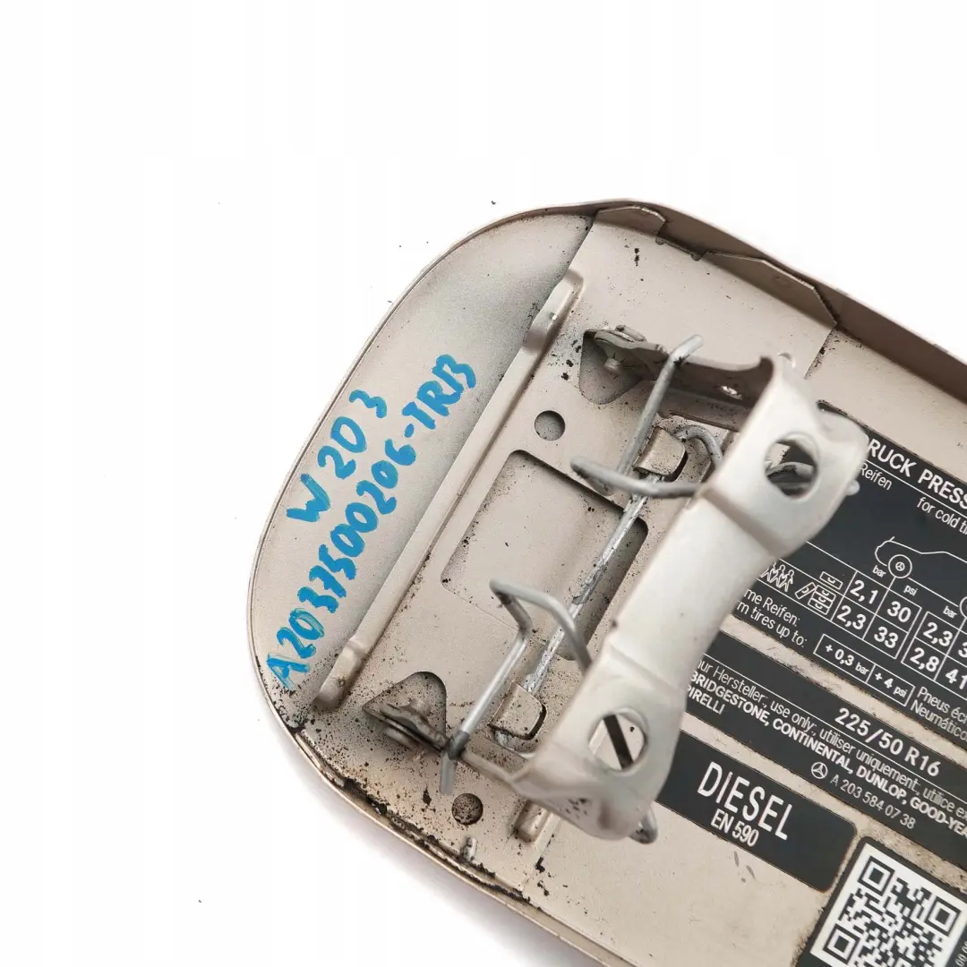 Mercedes-Benz C-Class W203 Fuel Flap Tank Cap Cover Travertine Beige 693 to with Part number A2037500206 Mercedes-Benz C-Class W203 Fuel Flap Tank Cap Cover Travertine Beige 693 - SKU A2037500206-TRB - Part number A2037500206