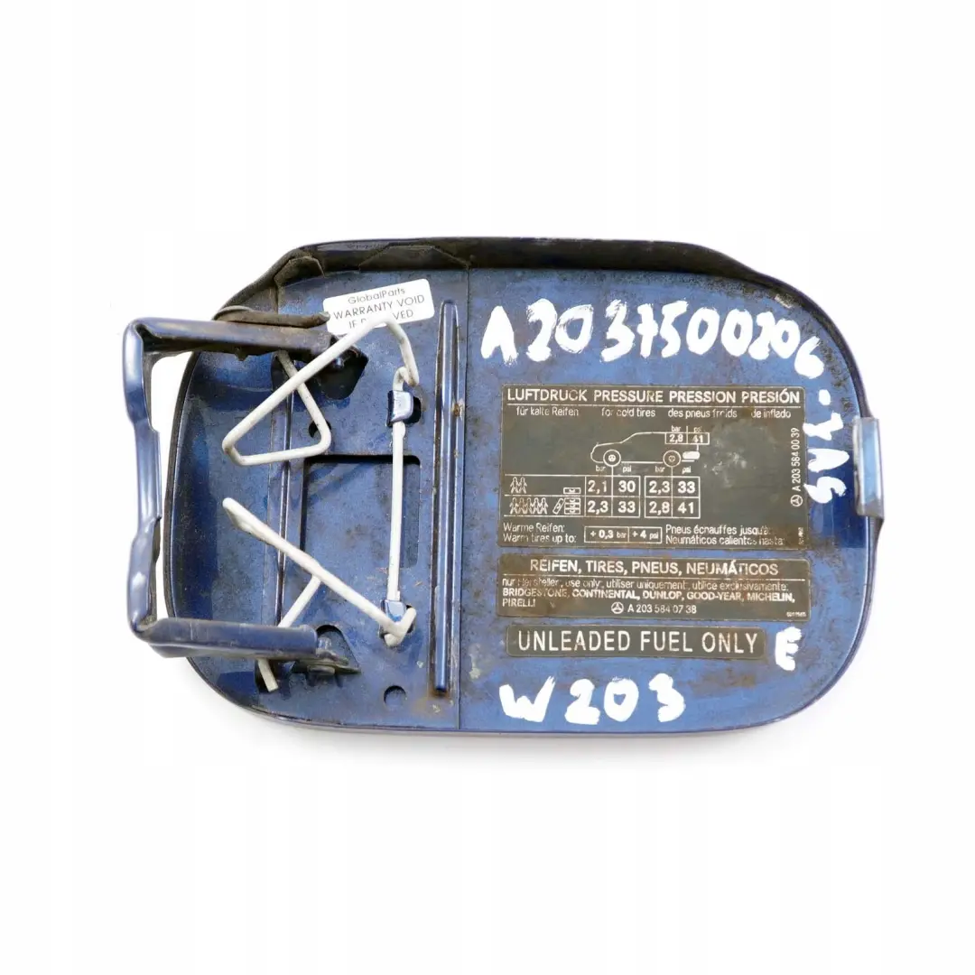 Mercedes-Benz C-Class W203 Fuel Flap Tank Cap Cover Jaspisblau Blue - 345 to with Part number A2037500206 Mercedes-Benz C-Class W203 Fuel Flap Tank Cap Cover Jaspisblau Blue - 345 - SKU A2037500206-JAS - Part number A2037500206