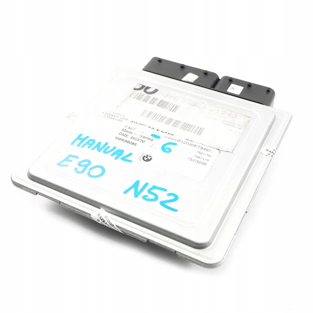 N52 ECU Engine Control Unit DME Manual to BMW E60 E65 E85 E90 E91 Petrol with Part number 7567178 BMW E60 E65 E85 E90 E91 Petrol N52 ECU Engine Control Unit DME Manual - SKU 7567178-6 - Part number 7567178