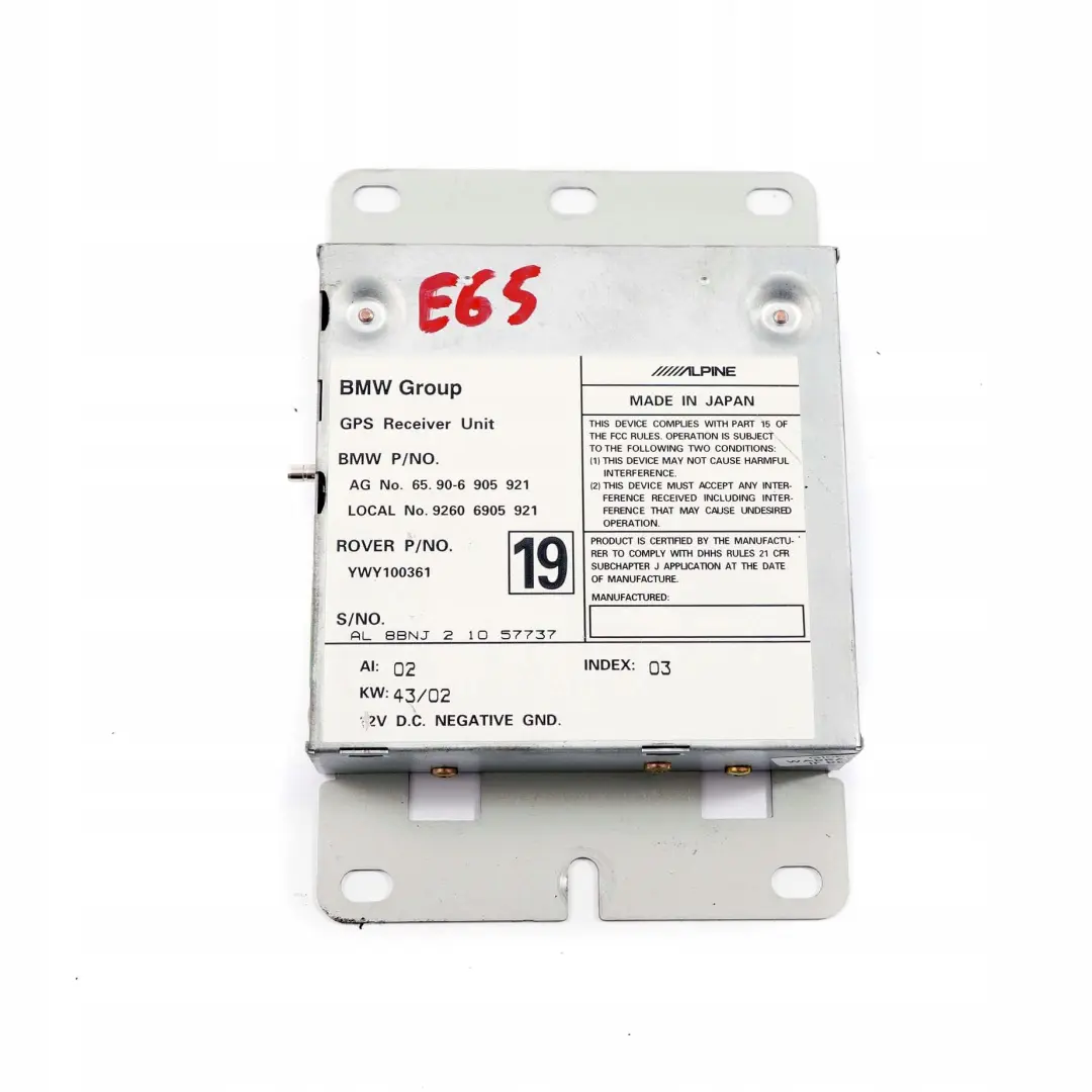 GPS Ricevitore Centralina Modulo Giappone per BMW X5 E39 E46 E53 E65 con numero di parte 6905921 BMW X5 E39 E46 E53 E65 GPS Ricevitore Centralina Modulo Giappone - SKU 6905921 - Numero di parte 6905921