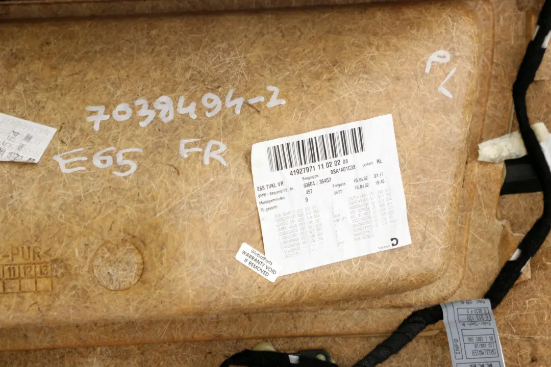 BMW E65 Trasera Derecha Tarjeta De Puerta Gris Forro De Cuero Panel De Recorte - SKU 7038710 - Número de pieza 7038710