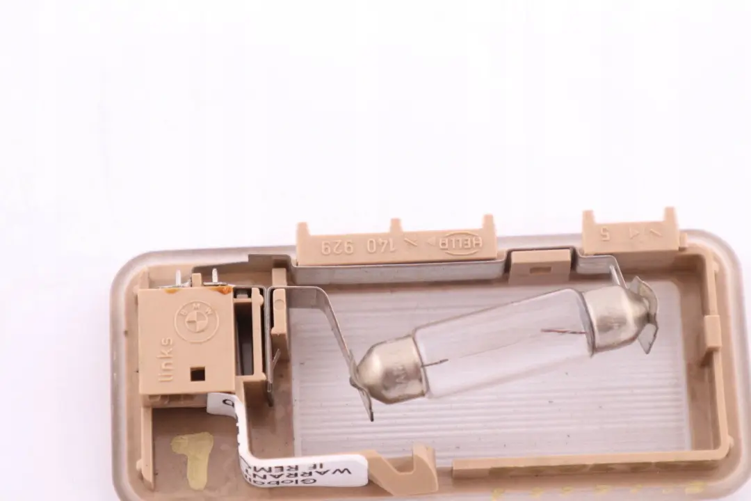 Headlining Overhead Light Mirror Lamp Left N/S Beige to BMW X3 X5 Series E53 E83 with Part number 6962001 BMW X3 X5 Series E53 E83 Headlining Overhead Light Mirror Lamp Left N/S Beige - SKU 6962001 - Part number 6962001