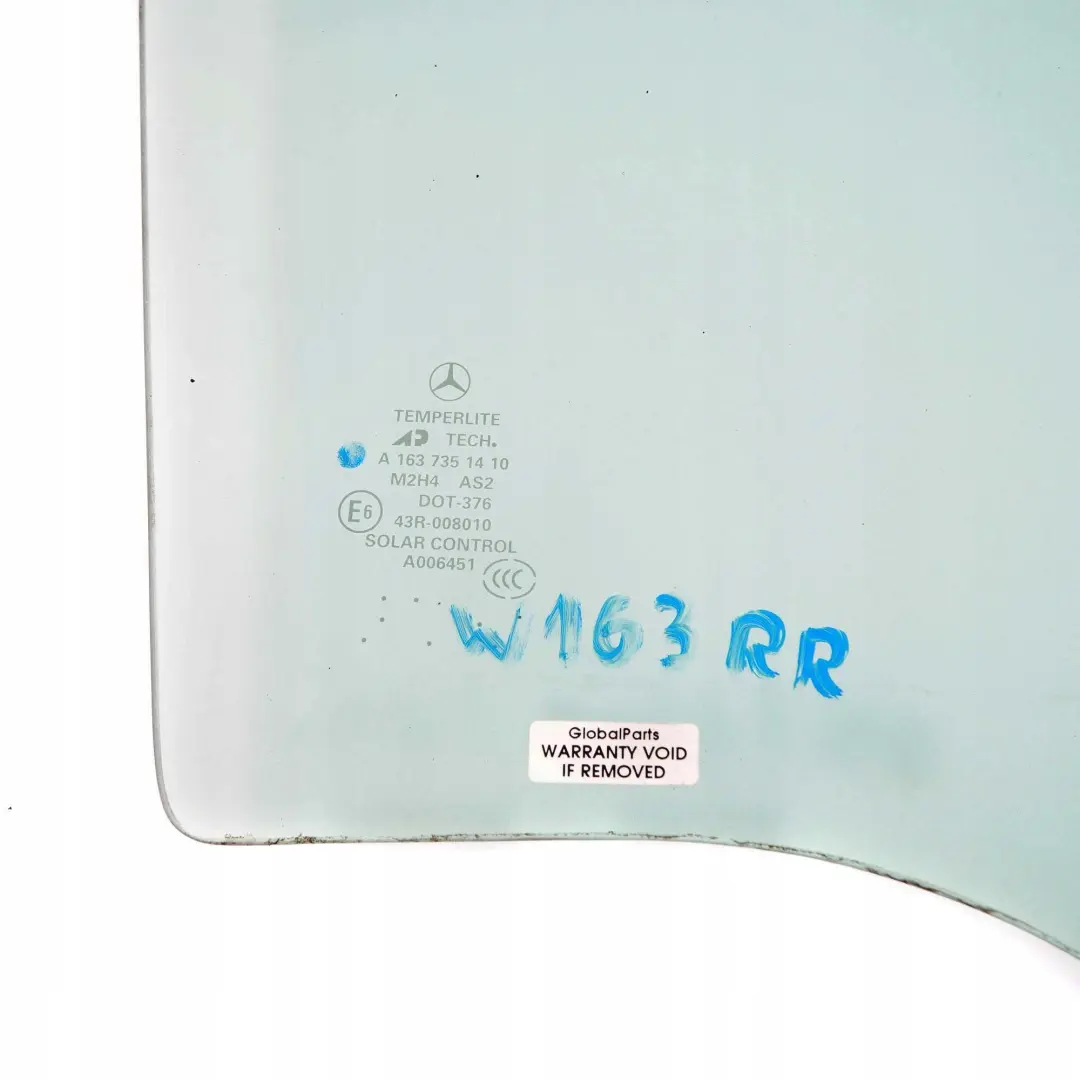 klasa ML W163 Szyba drzwi prawy tył AS2 do Mercedes M o numerze A1637351410 Mercedes M klasa ML W163 Szyba drzwi prawy tył AS2 - SKU A1637351410 - Numer Części A1637351410