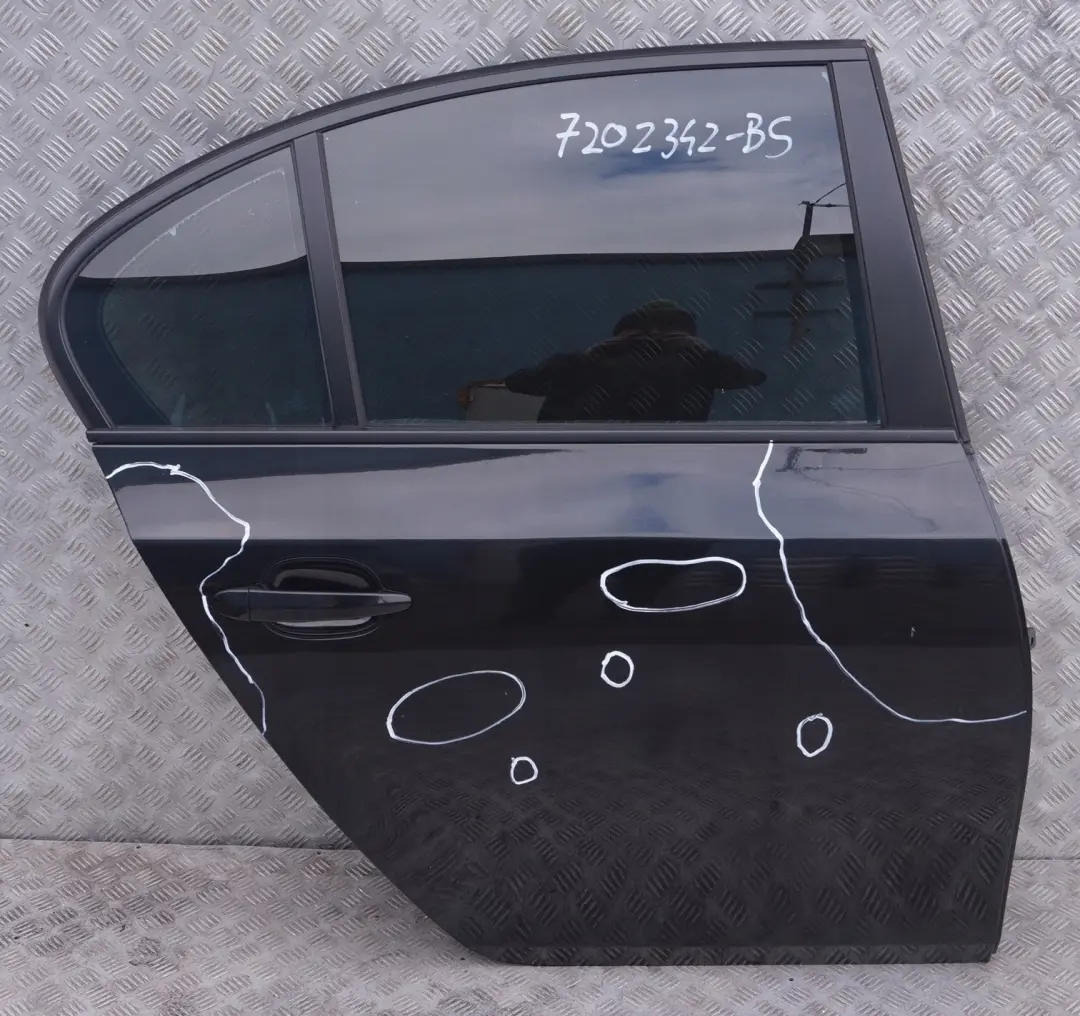  Genuine BMW 5 Series E60 Door Rear Right O/S Black Sapphire Metallic - 475 - SKU 7202342-BS - Part number 41527202342