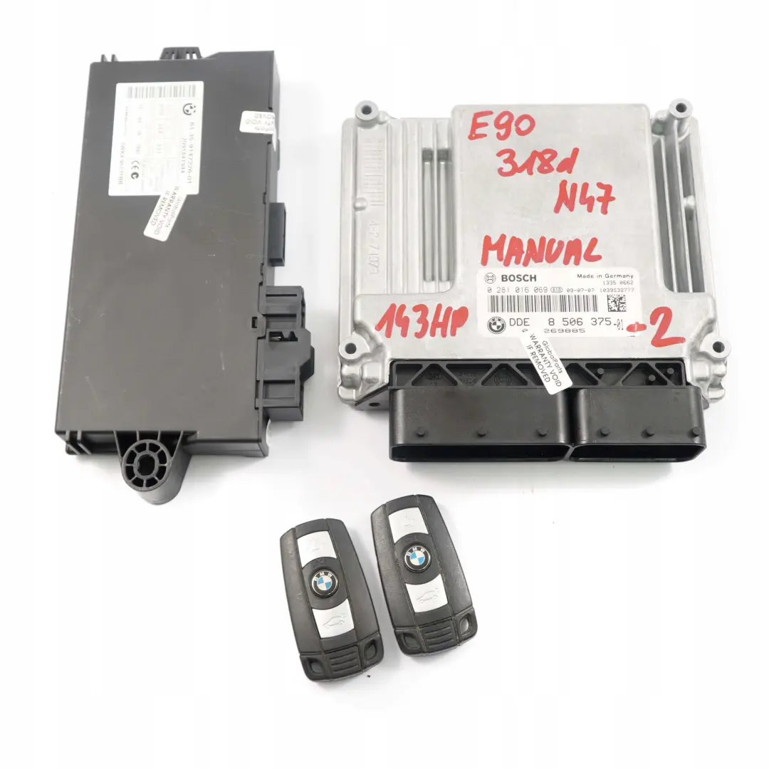 BMW E81 E87 E90 E91 LCI 118d 318d N47 Diesel ECU KIT DDE CAS3 + 2 Keys - SKU 8506375-2 - Part number 8506375