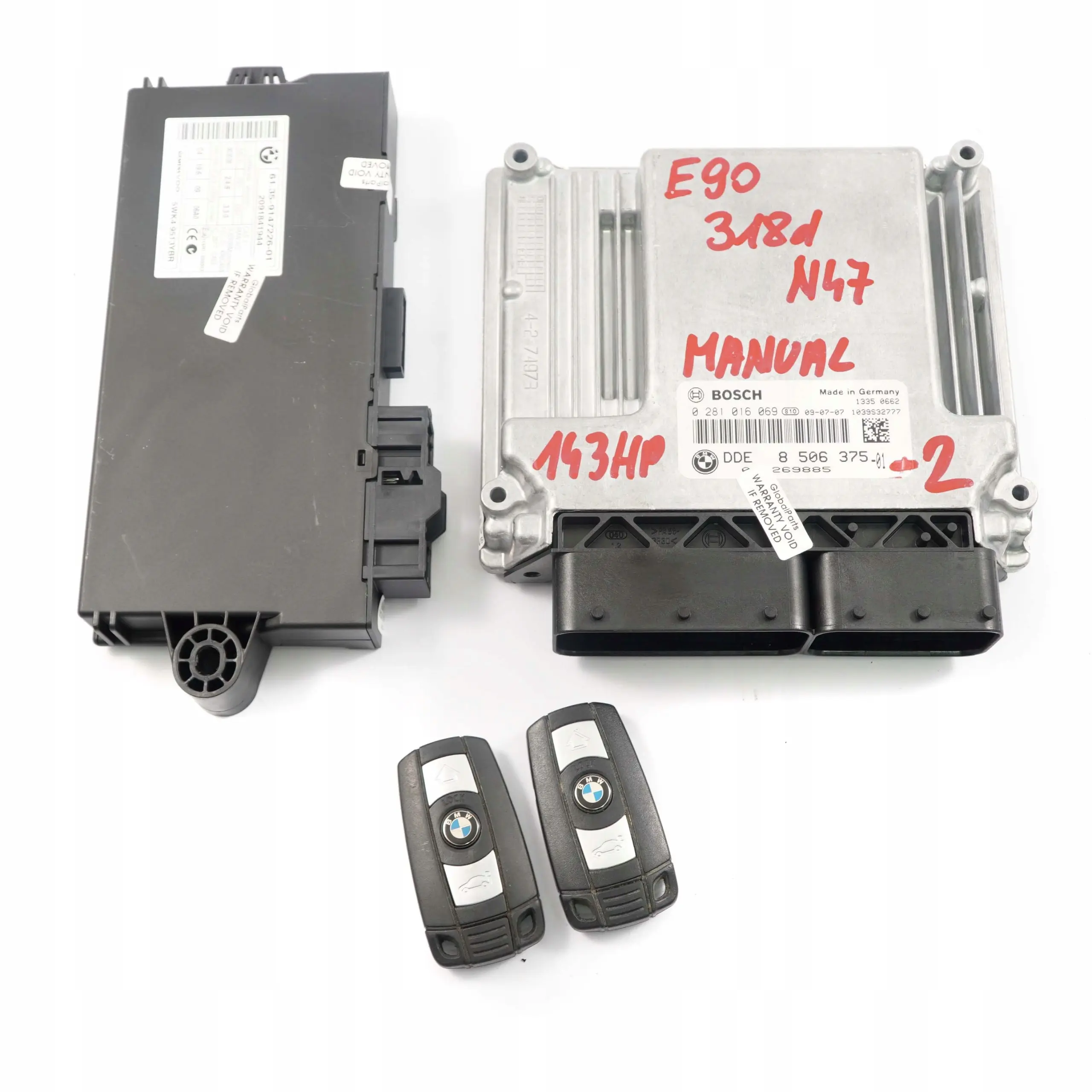 BMW E81 E87 E90 E91 LCI 118d 318d N47 Diesel ECU KIT DDE 8506375 CAS3 + 2 Llaves
