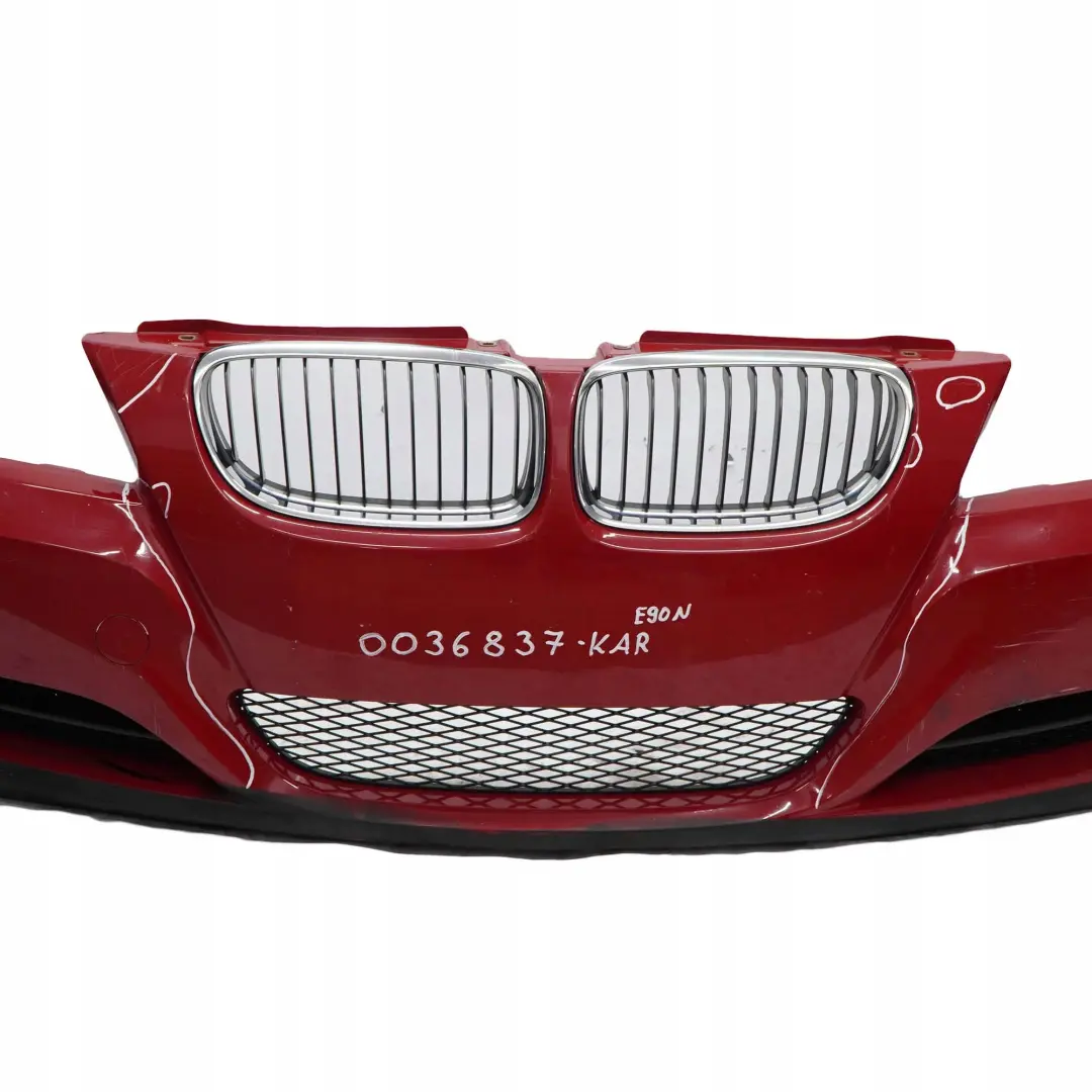 BMW 3 E90 E91 LCI Front Bumper Trim Panel Complete Karmesinrot Crimson Red A61 - SKU 0036837-KAR - Part number 0036838
