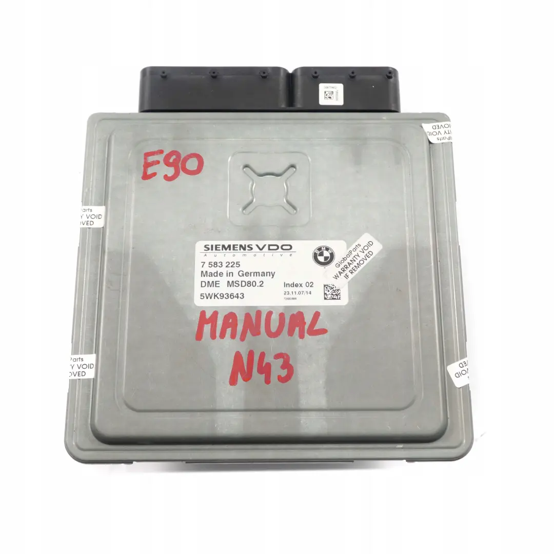 Benzin N43 Grundsteuergerät DME Manual für BMW 1 3 er E81 E87 LCI E90 mit Teilenummer 7583225 BMW 1 3 er E81 E87 LCI E90 Benzin N43 Grundsteuergerät DME Manual - SKU 7583225 - Teilenummer 7583225