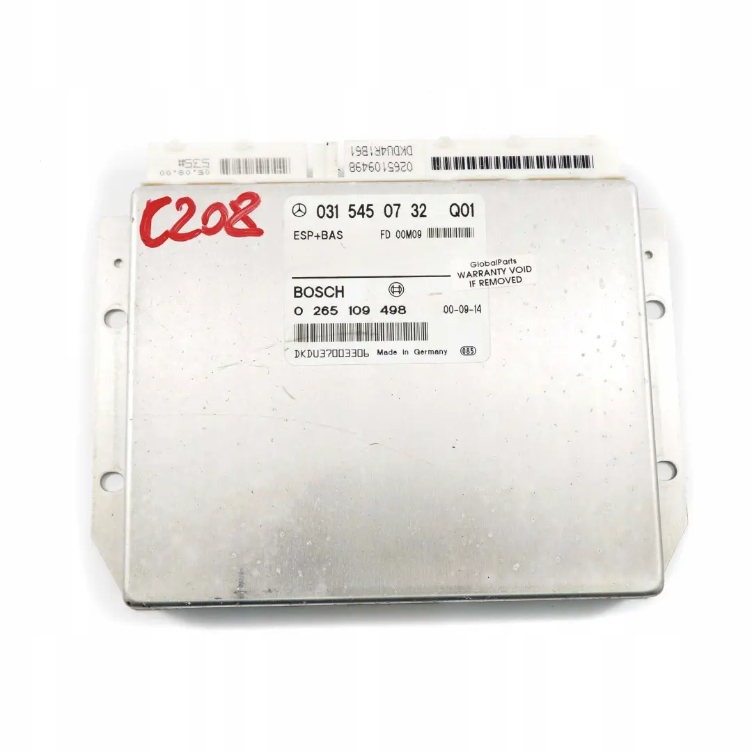 Mercedes-Benz W202 W208 W210 ESP + BAS Unidad De Control Modulo ECU para con número de pieza A0315450732 Mercedes-Benz W202 W208 W210 ESP + BAS Unidad De Control Modulo ECU - SKU A0315450732 - Número de pieza A0315450732