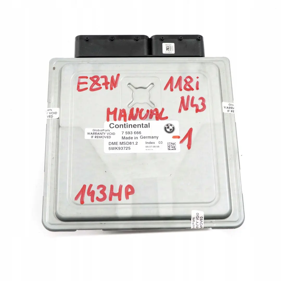 BMW E81 E87 LCI E90 E91 118i 318i N43 ECU Kit DME + CAS3 + Key Manual - SKU 7593666-1 - Part number 7593666