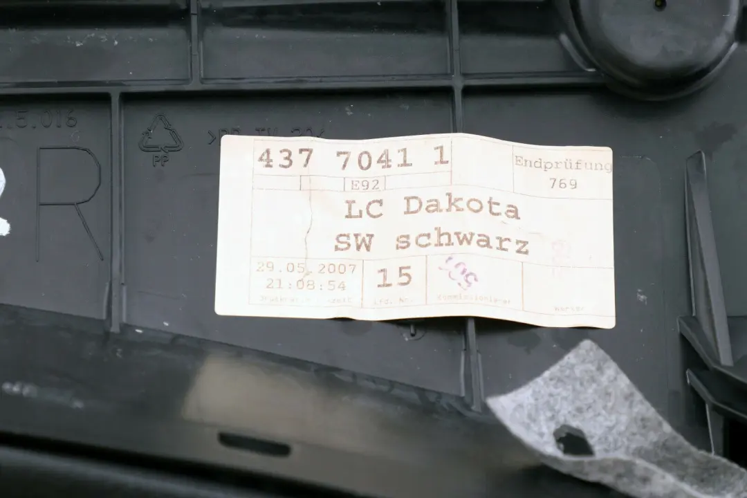 BMW E92 Asiento Trasero Derecho Lateral Acabado Cuero Negro - SKU 9110942 - Número de pieza 9110942