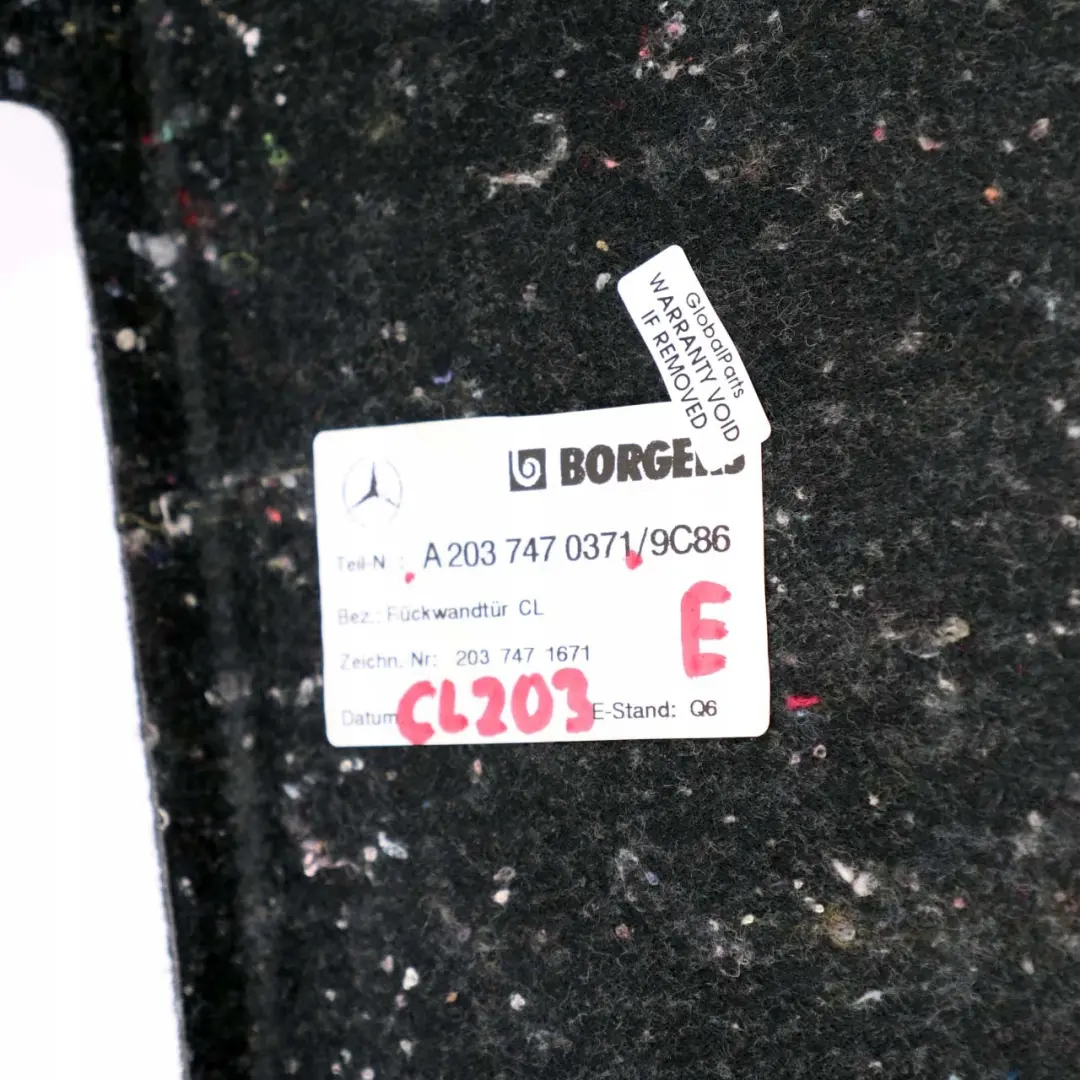 Pannello copertura portellone posteriore antracite per Mercedes CL203 con numero di parte A2037470371 Mercedes CL203 Pannello copertura portellone posteriore antracite - SKU A2037470371 - Numero di parte A2037470371