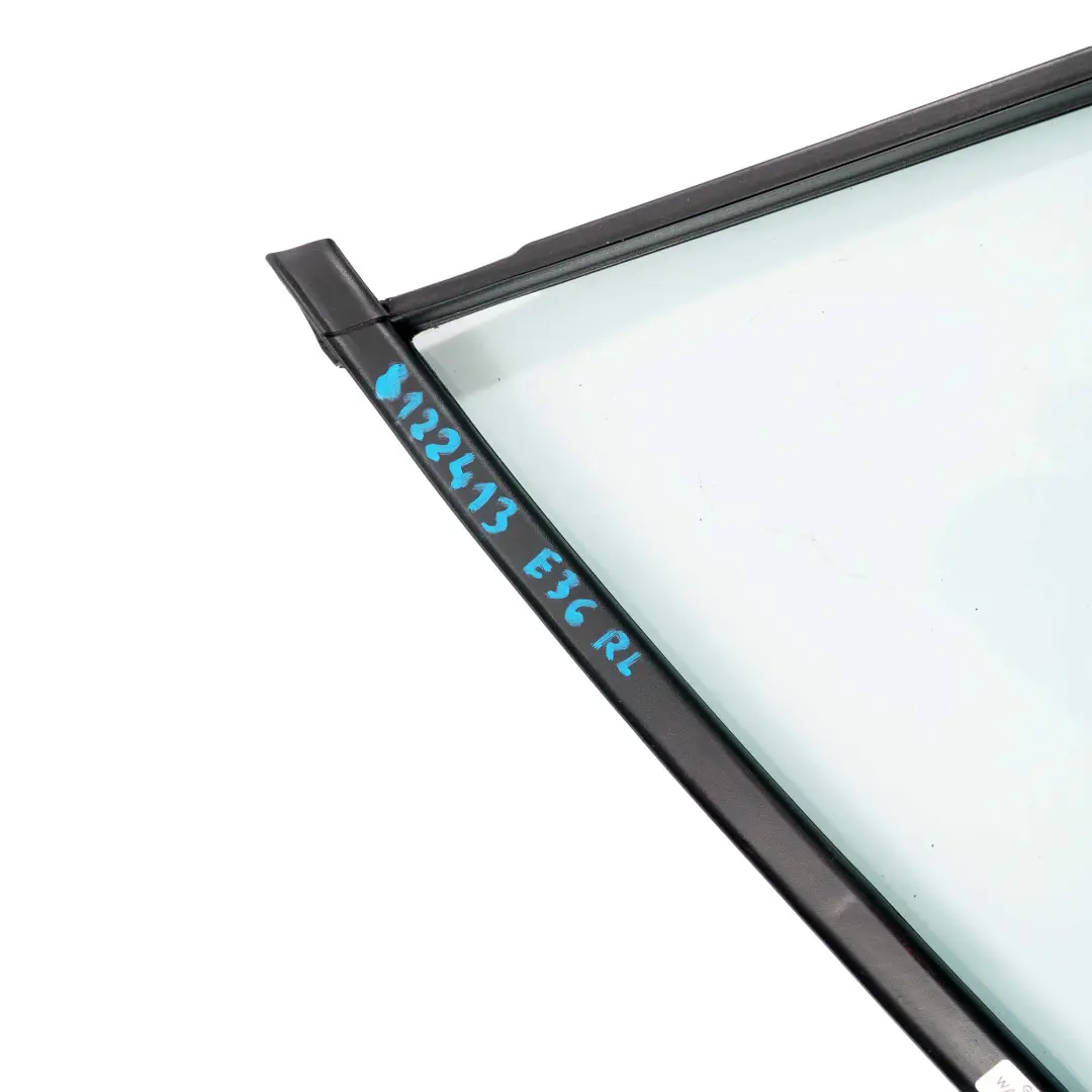 Left N/S Side Quarter Window Glass Green AS2 to BMW 3 Series E36 Saloon Rear with Part number 8122413 BMW 3 Series E36 Saloon Rear Left N/S Side Quarter Window Glass Green AS2 - SKU 8122413 - Part number 8122413
