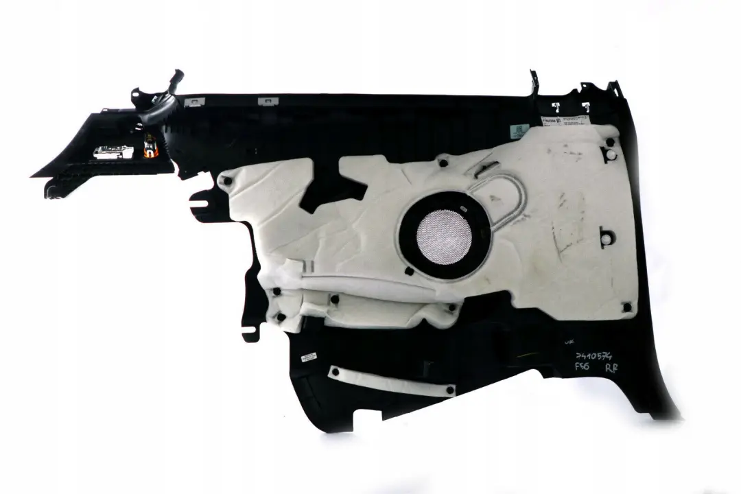 Trasero Derecho Lateral Panel de Recorte Hi-Fi Carbono Negro para Mini Cooper F56 con número de pieza 7410574 Mini Cooper F56 Trasero Derecho Lateral Panel de Recorte Hi-Fi Carbono Negro - SKU 7410574 - Número de pieza 7410574