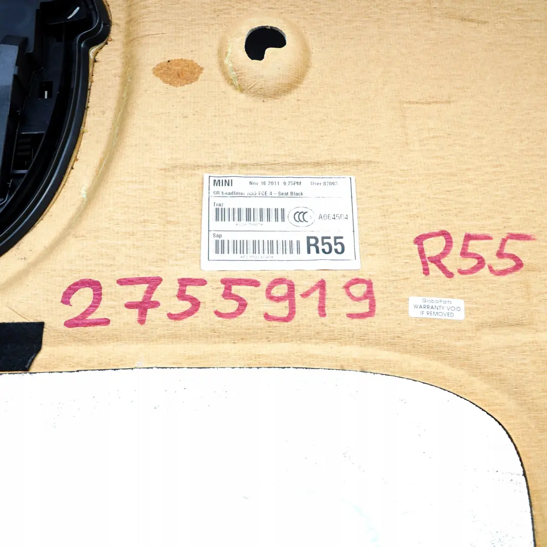 Roof Lining Roofliner Sunroof Carbon Black to Mini Cooper R55 Clubman with Part number 2755919 Mini Cooper R55 Clubman Roof Lining Roofliner Sunroof Carbon Black - SKU 2755919 - Part number 2755919