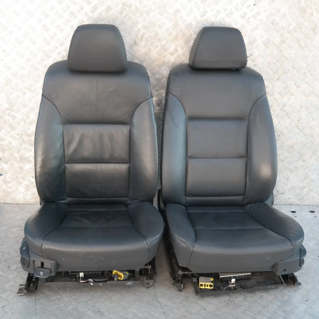 BMW 5 SERIES E60 E61 Black Leather Interior Front Seats Driver Passenger Side - SKU E60 E61 Black Leather Front Seats - Part number E60 E61 Black Leather Front Seats