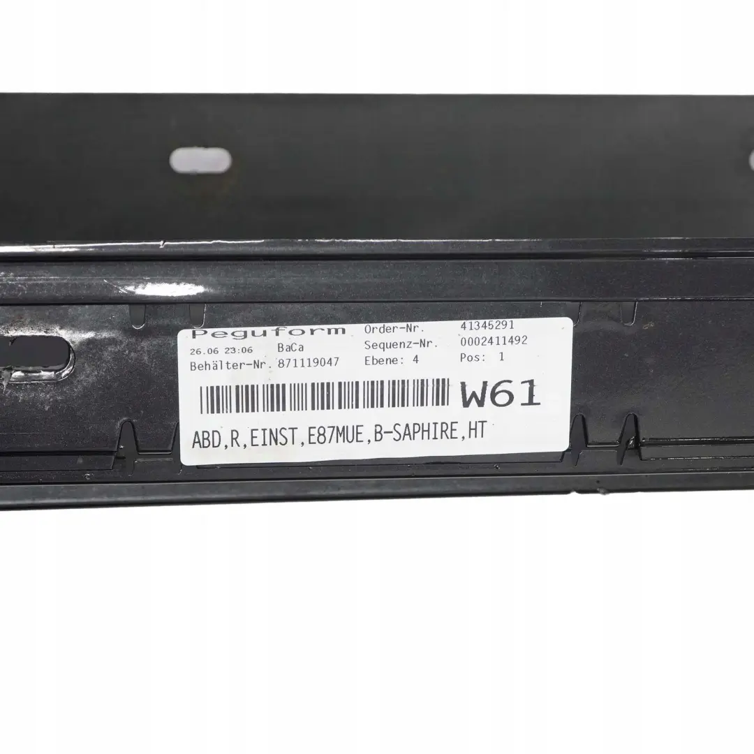 Sill Strip Side Skirt Right O/S Black Sapphire Metallic 475 0036144 to BMW E87 LCI with Part number 51770036144 BMW E87 LCI Sill Strip Side Skirt Right O/S Black Sapphire Metallic 475 0036144 - SKU 0036144-BS8 - Part number 51770036144