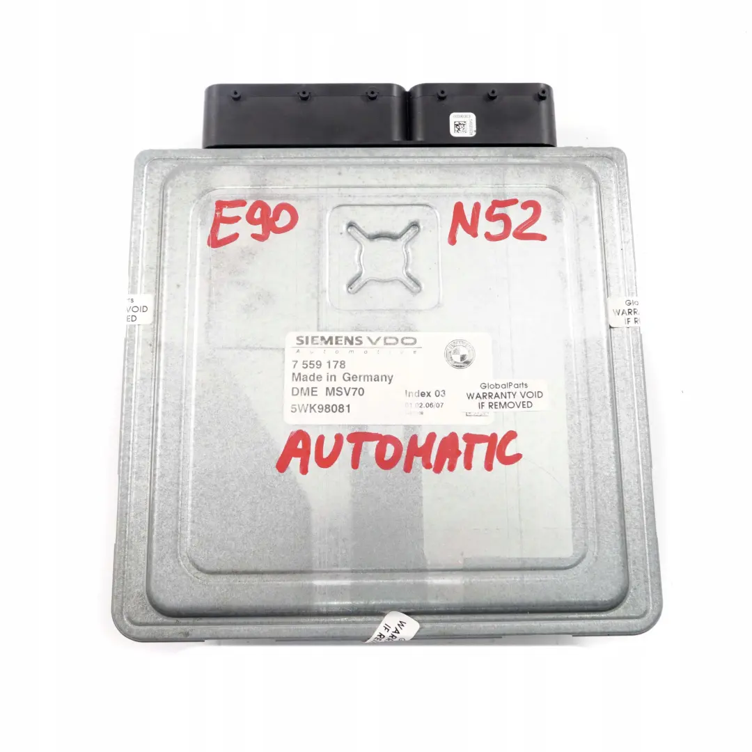 N52 Moteur Commande Dme Automatique pour BMW E60 E63 E65 E85 E87 E90 E91 à propos du numéro de pièce 7559178 BMW E60 E63 E65 E85 E87 E90 E91 N52 Moteur Commande Dme Automatique - SKU 7559178 - Numéro de pièce 7559178