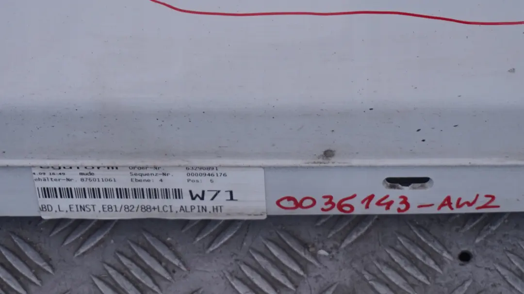 BMW 1 SERIES 2 E81 E82 E88 Sill Strip Side Skirt Left N/S Alpinweiss White - SKU 0036143-AW2 - Part number 0036143