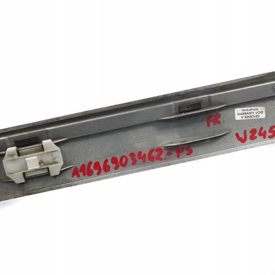 Mercedes-Benz B-Class W245 Front Right O/S Door Trim Molding Strip Polar Silver to with Part number A1696903462 Mercedes-Benz B-Class W245 Front Right O/S Door Trim Molding Strip Polar Silver - SKU A1696903462-PS - Part number A1696903462