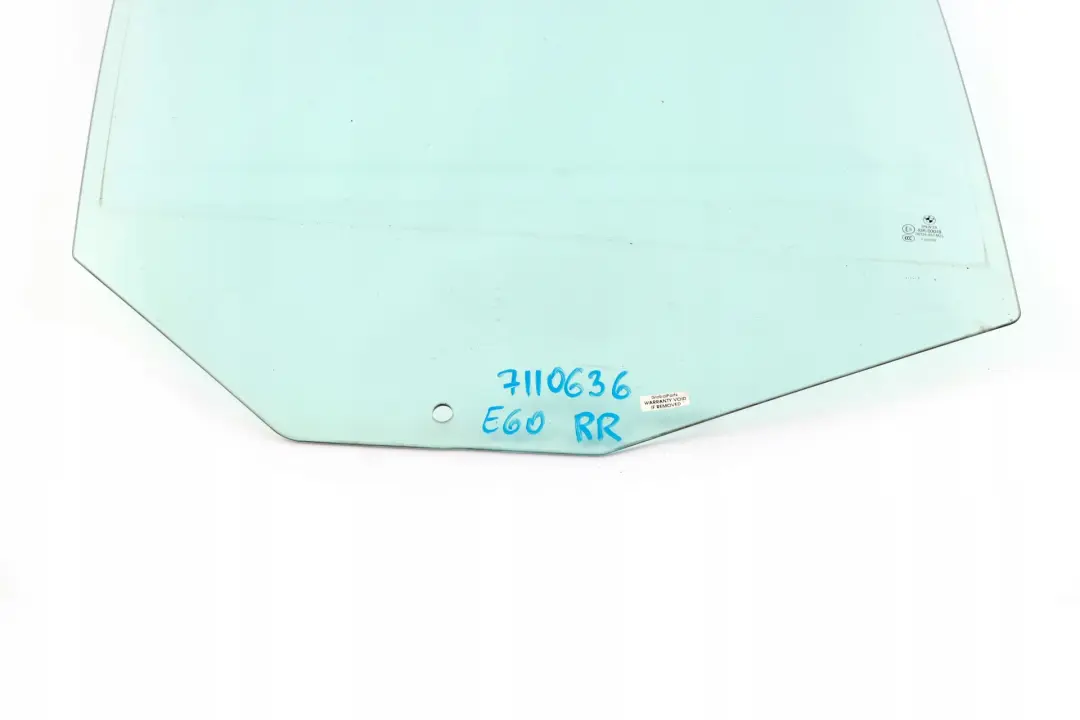 Side Window Glass Panel Glazing Door Rear Right O/S AS2 Green to BMW E60 with Part number 51357110636 BMW E60 Side Window Glass Panel Glazing Door Rear Right O/S AS2 Green - SKU 7110636 - Part number 51357110636