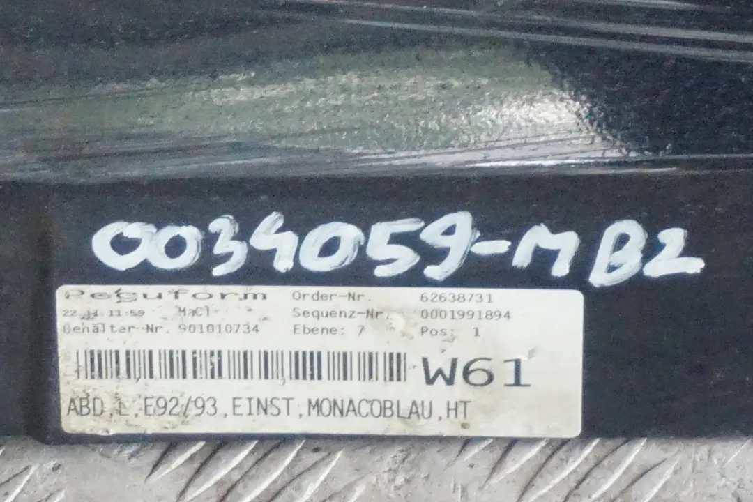 Sill Strip Side Skirt Left N/S Monacoblau Blue Metallic - A35 to BMW 3 E92 E93 with Part number 0034059 BMW 3 E92 E93 Sill Strip Side Skirt Left N/S Monacoblau Blue Metallic - A35 - SKU 0034059-MB2 - Part number 0034059