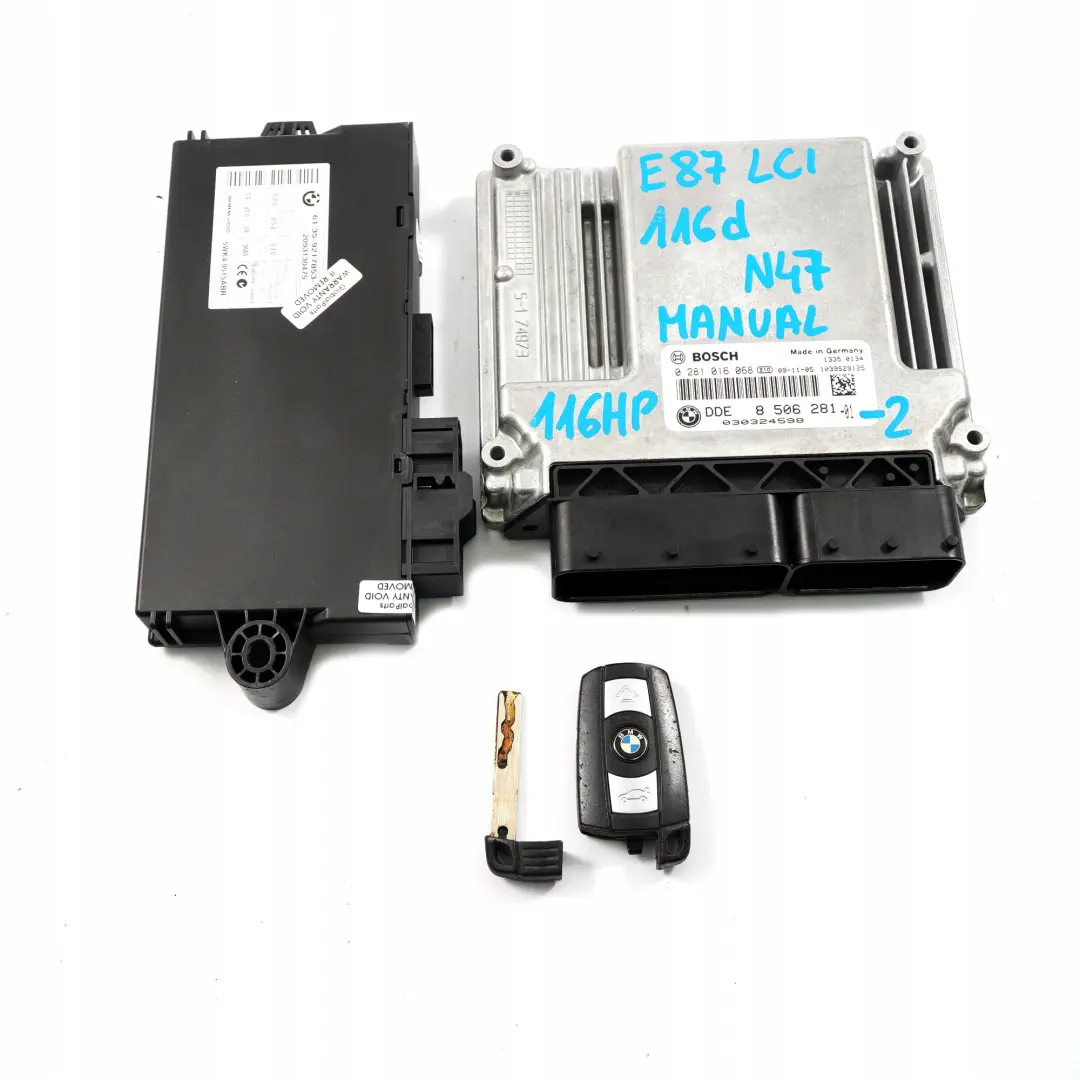 BMW E87 LCI E90 116d 316d N47 Engine ECU KIT DDE + CAS3 + Key Manual - SKU 8506281-2 - Part number 8506281