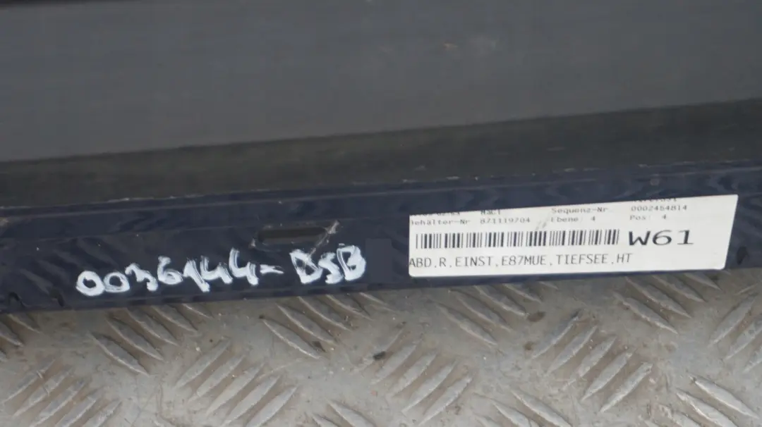 BMW 1 E87 LCI Schwellerleiste Blende Schweller Rechts Tiefseeblau Blau - A76 - SKU 0036144-DSB - Teilenummer 0036144