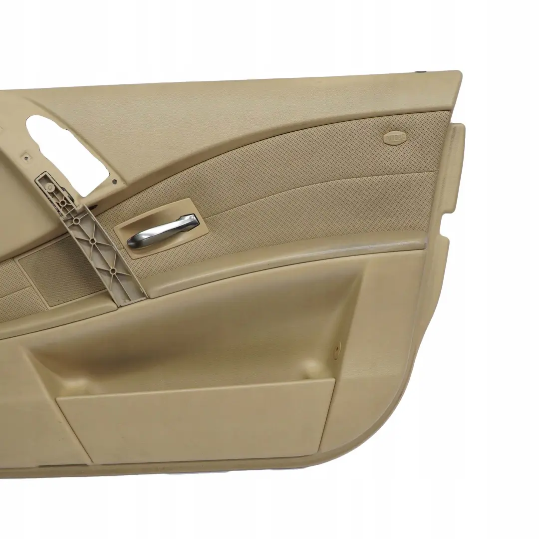 Front Right O/S Door Card Leather Nasca Beige Lining Trim to BMW 5 Series E60 E61 with Part number 7076802 BMW 5 Series E60 E61 Front Right O/S Door Card Leather Nasca Beige Lining Trim - SKU 7076802 - Part number 7076802