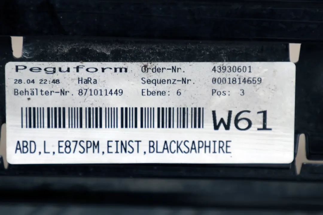 BMW E87 LCI M Sport Bas de Porte Couverture Seuil A Gauche Noir Saphir - SKU 0033557-BS - Numéro de pièce 33557