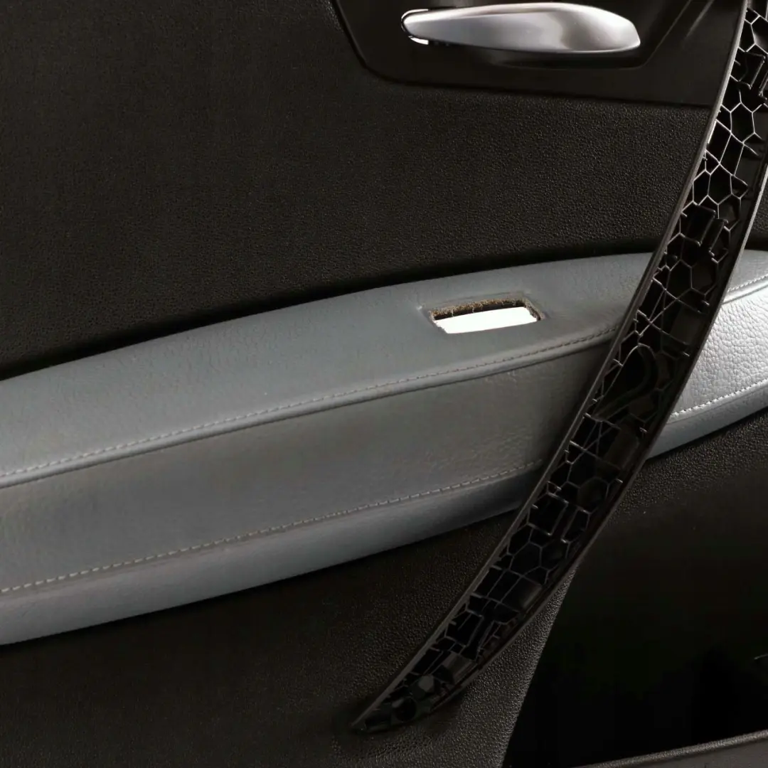 Left N/S Door Card Lining Leather Black Grey Blue to BMW X3 Series E83 Rear with Part number 3415901 BMW X3 Series E83 Rear Left N/S Door Card Lining Leather Black Grey Blue - SKU 3415901 - Part number 3415901