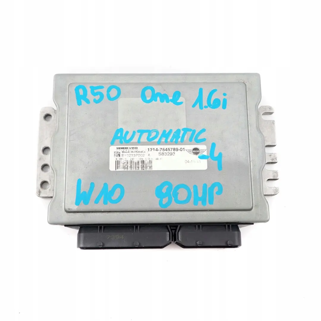 90HP Engine ECU Kit DME + EWS3 + Key Automatic to Mini R50 One 1.6i W10 with Part number 7545789 Mini R50 One 1.6i W10 90HP Engine ECU Kit DME + EWS3 + Key Automatic - SKU 7545789-4 - Part number 7545789