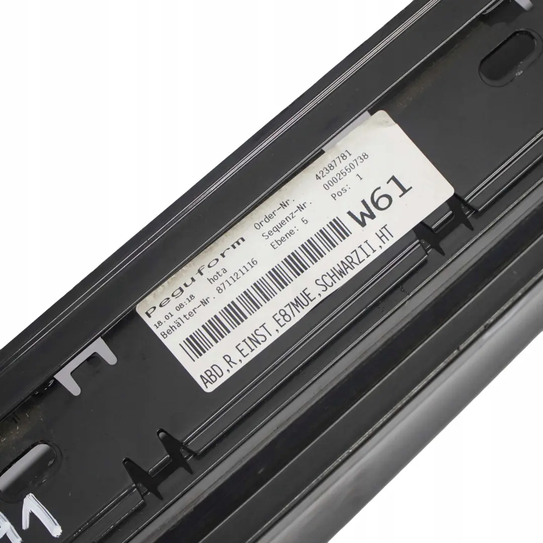 Sill Strip Side Skirt Right O/S Schwarz 2 Black - 668 to BMW 1 E87 LCI with Part number 0036144 BMW 1 E87 LCI Sill Strip Side Skirt Right O/S Schwarz 2 Black - 668 - SKU 0036144-SCH1 - Part number 0036144