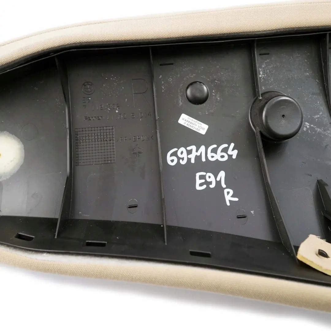Right O/S Side Finisher Cloth Fluid Beige BMW 3 E91 Touring Rear Seat - SKU 6971664 - Part number 6971664