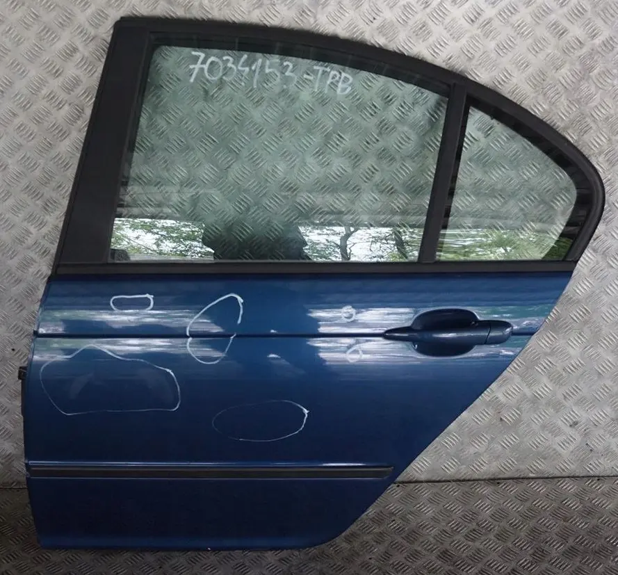Door Rear Left N/S Topasblau Topaz Blue Metallic - 364 to BMW 3 Series E46 with Part number 7034153 BMW 3 Series E46 Door Rear Left N/S Topasblau Topaz Blue Metallic - 364 - SKU 7034153-TPB - Part number 7034153